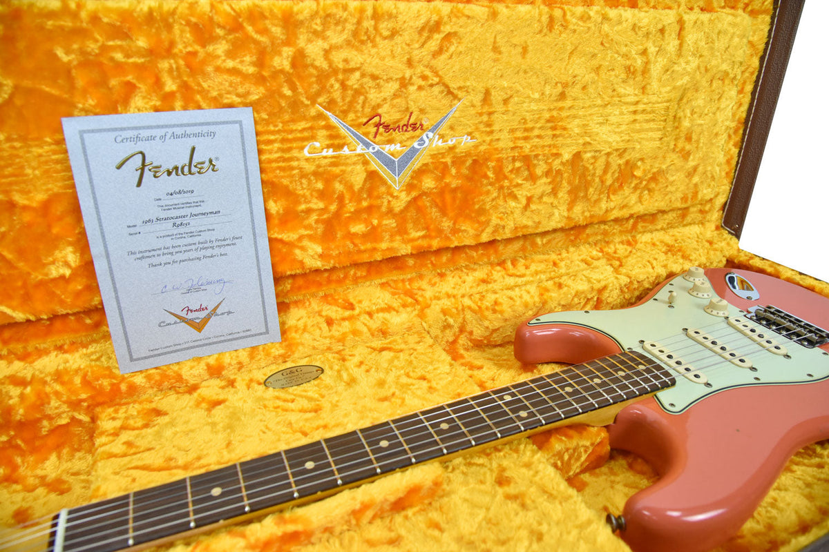 Fender Custom Shop 63 Stratocaster Journeyman Relic Fiesta Red/Salmon Pink R98152