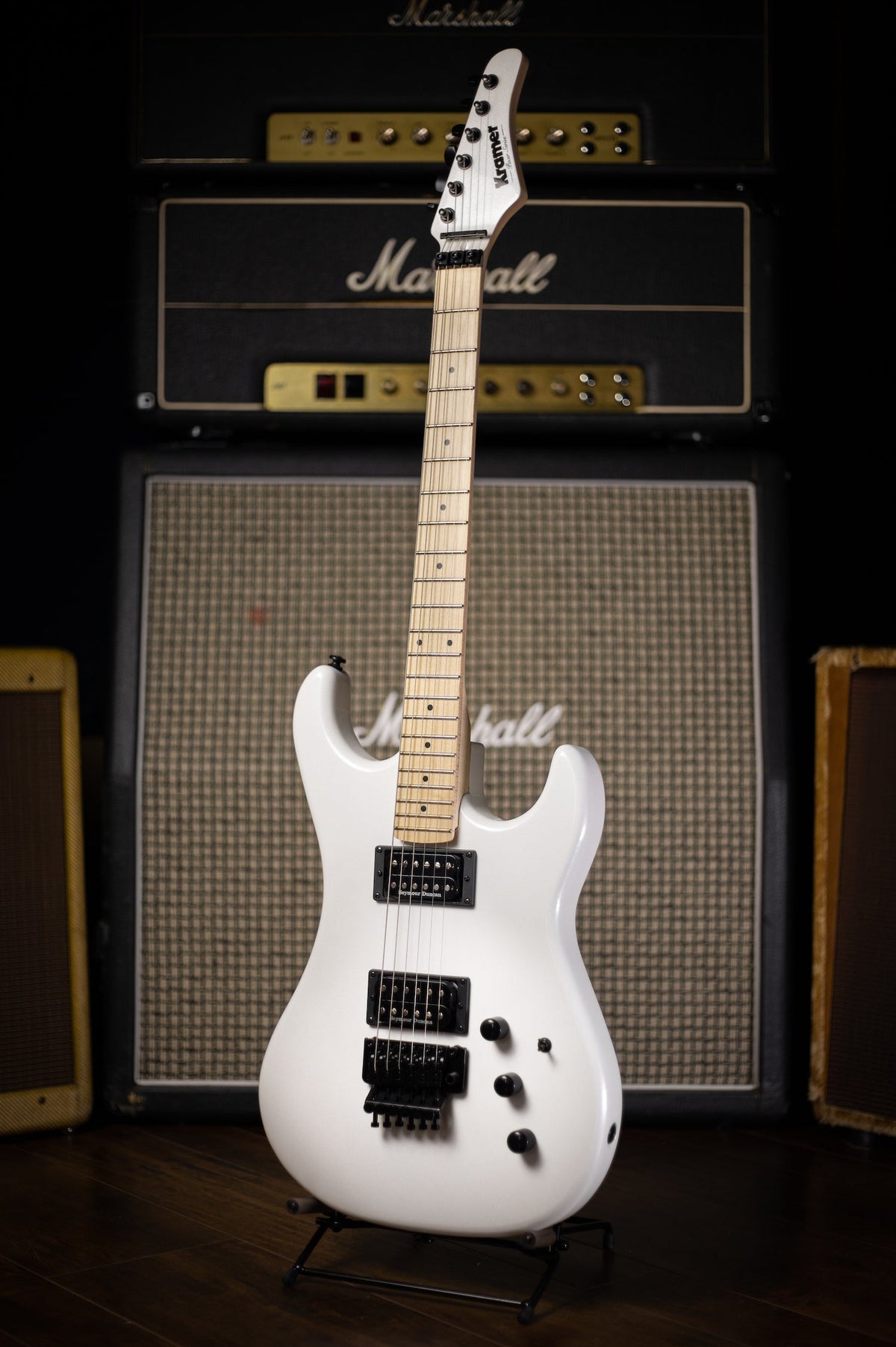 Kramer Pacer Vintage Electric Guitar with Black Hardware - Pearl White