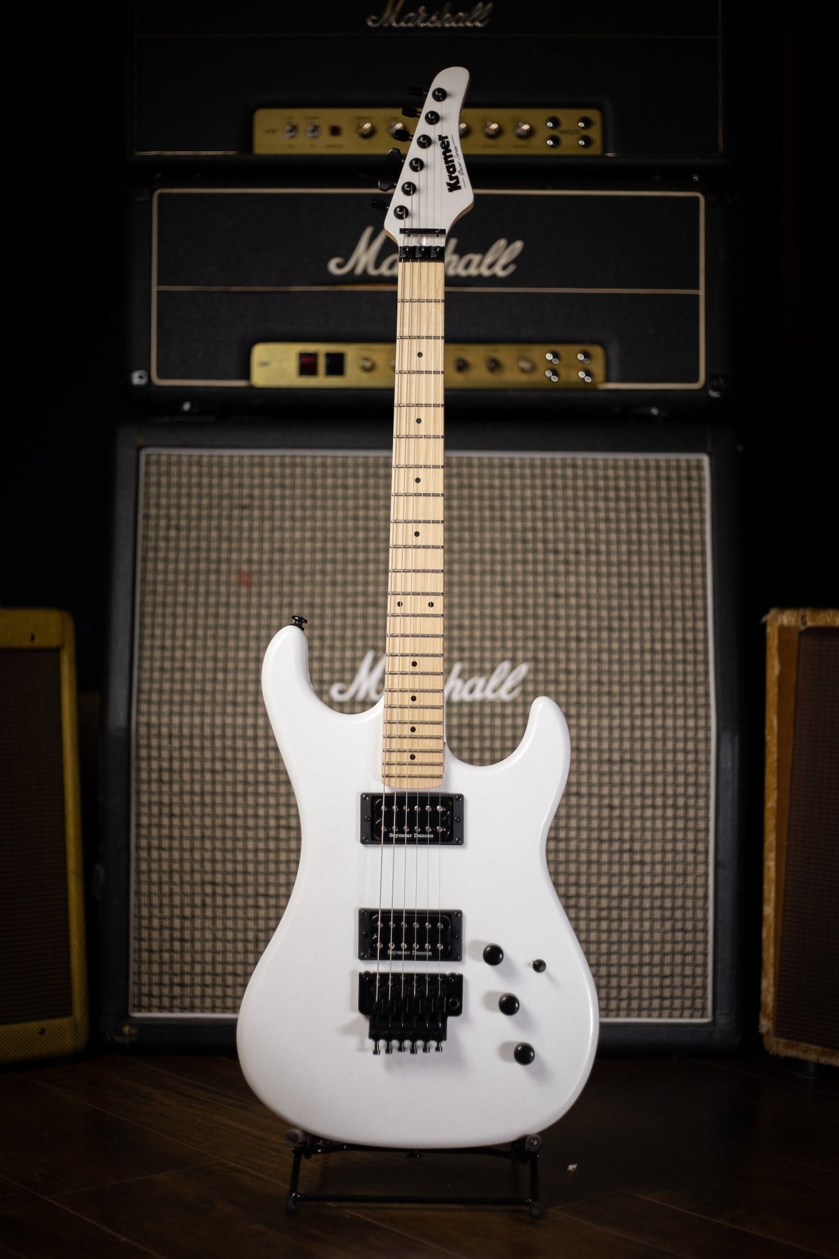 Kramer Pacer Vintage Electric Guitar with Black Hardware - Pearl White