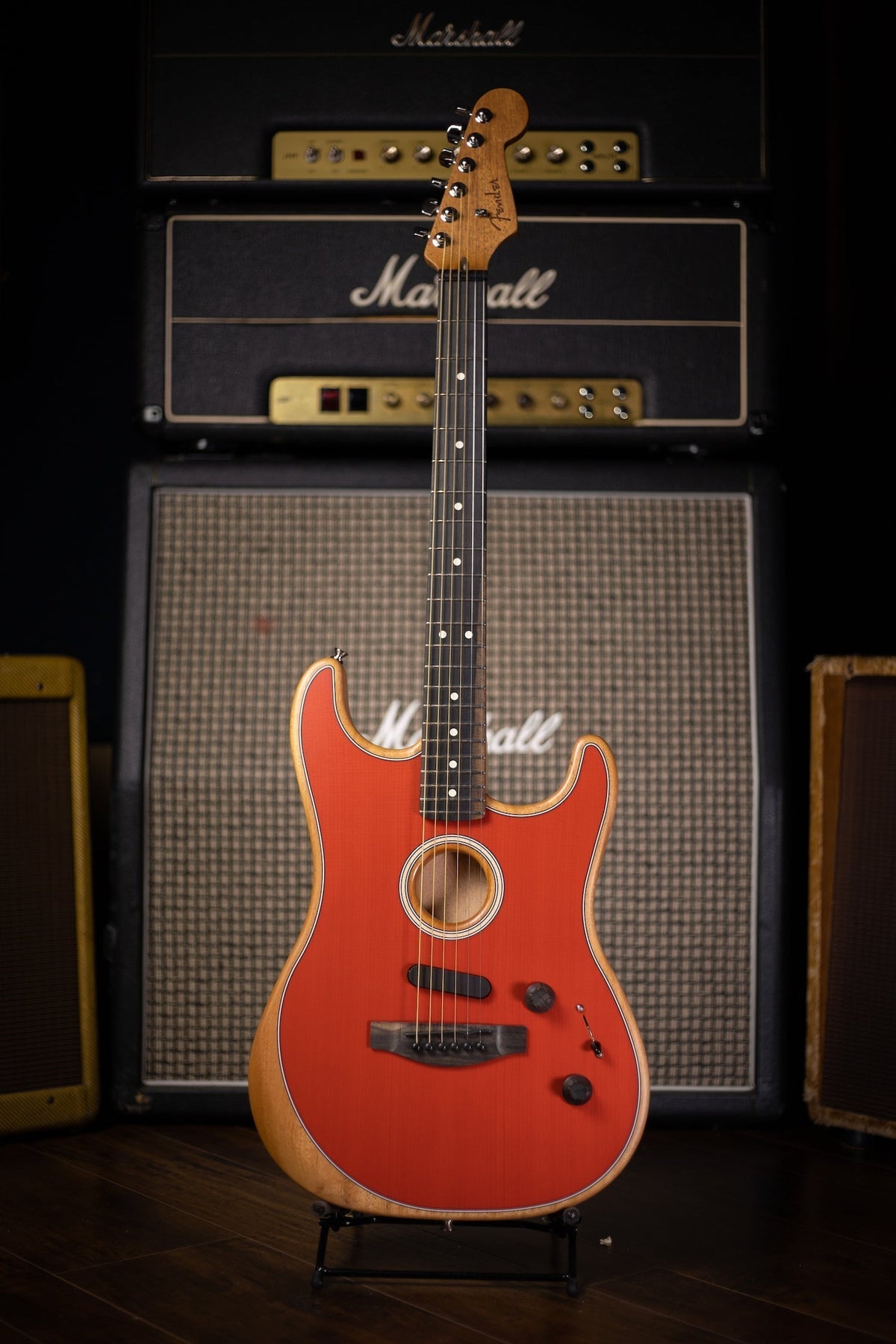 Fender American Acoustasonic Stratocaster Electric Guitar - Dakota Red