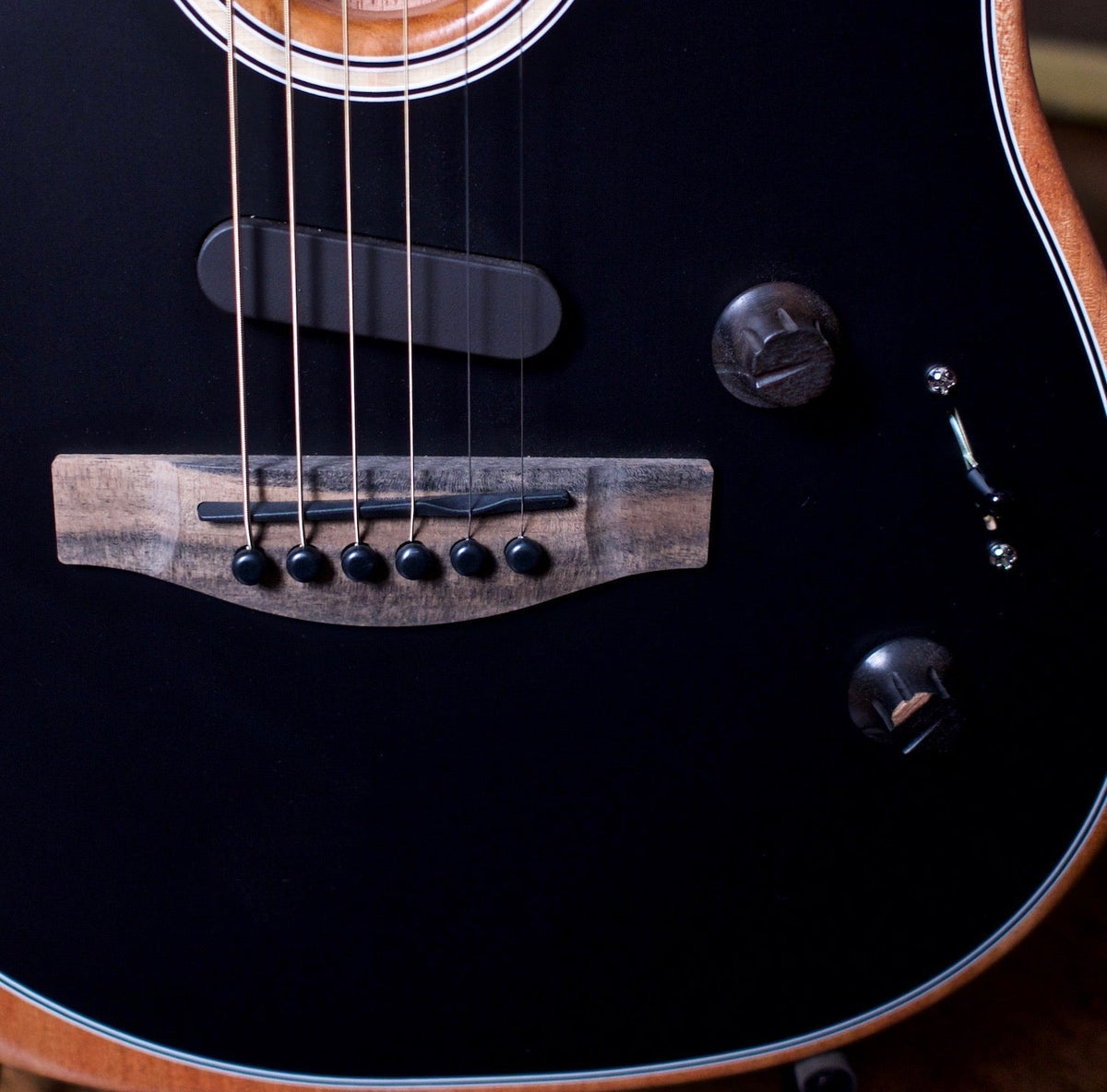 Fender American Acoustasonic Stratocaster Acoustic Electric Guitar - Black