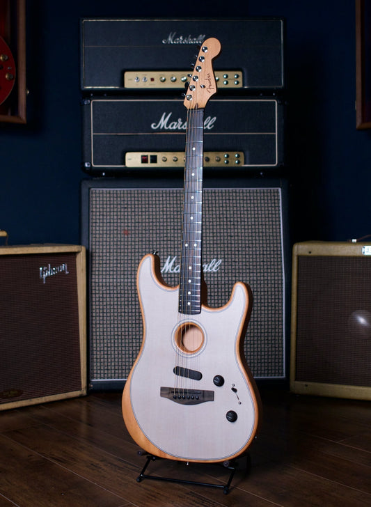 Fender American Acoustasonic Stratocaster Electric Guitar - Transparent Sonic Blue